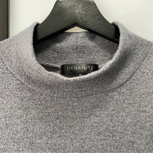 [m] Dynamite Women’s Business Casual Long Sleeve Dark Grey Mock Neck Midi Dress - Picture 8 of 11